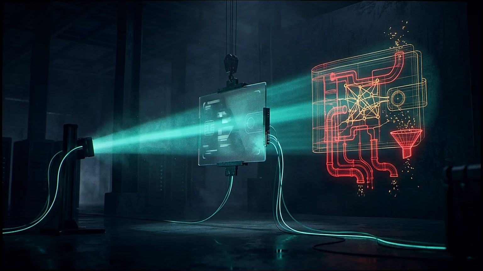 Editorial illustration: Intercepted phishing traffic revealing the hidden infrastructure behind a fake wallet page