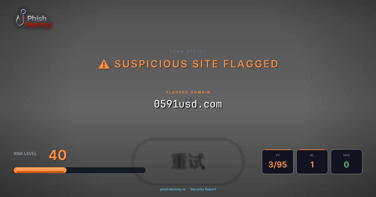 0591usd.com phishing report — threat analysis by PhishDestroy