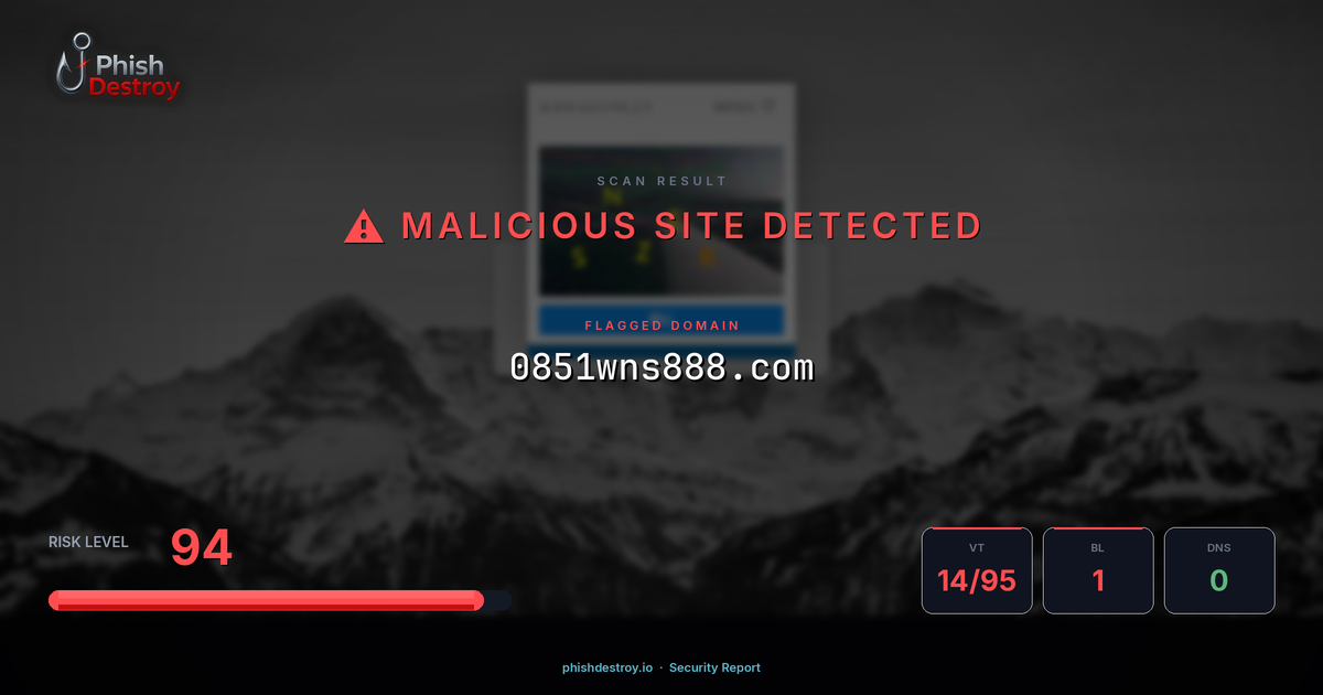 0851wns888.com phishing report — threat analysis by PhishDestroy