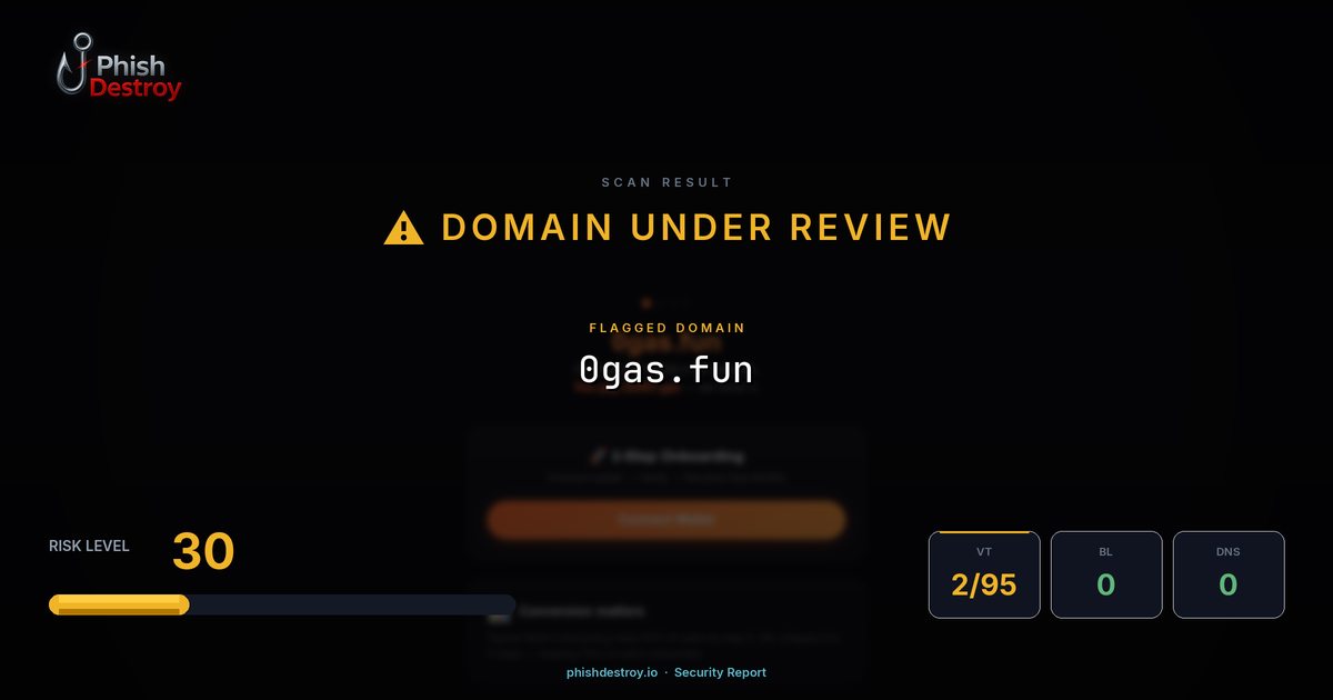 0gas.fun phishing report — threat analysis by PhishDestroy