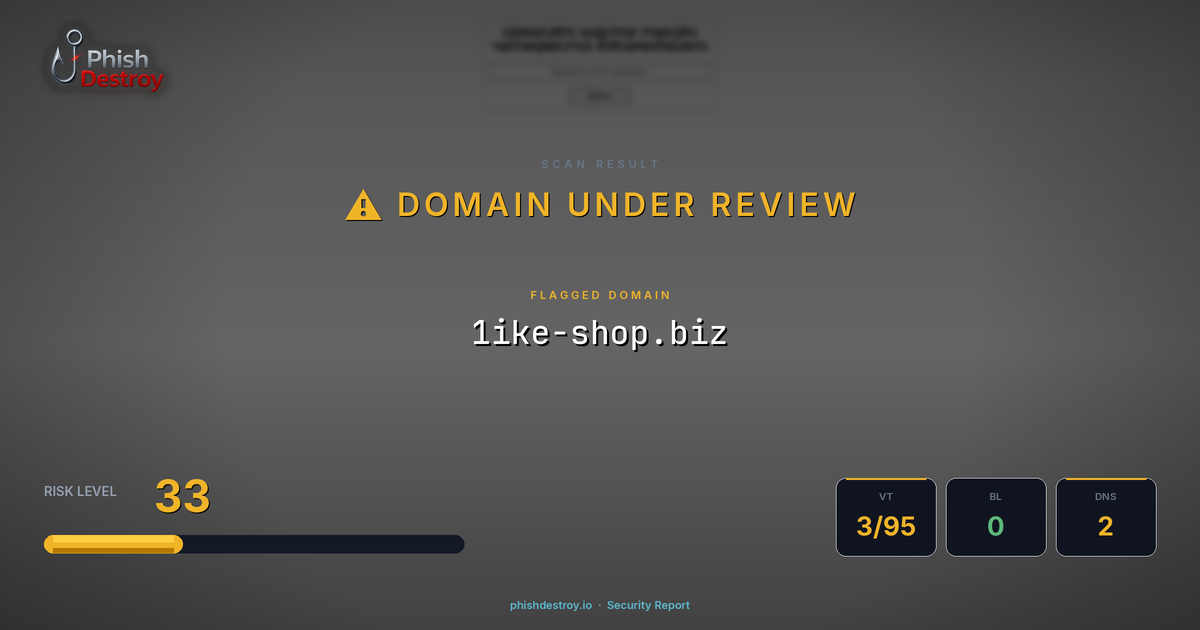 1ike-shop.biz phishing report — threat analysis by PhishDestroy