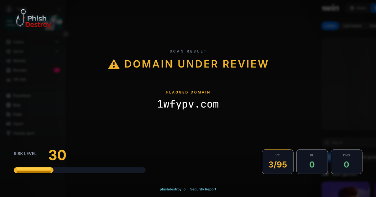 1wfypv.com phishing report — threat analysis by PhishDestroy