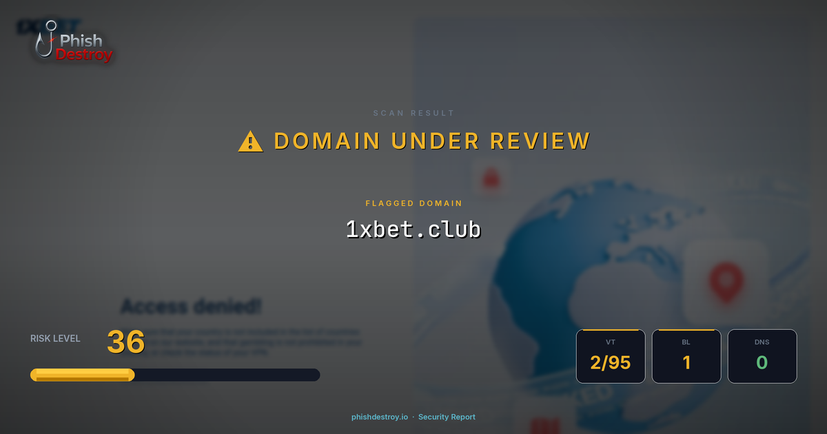1xbet.club phishing report — threat analysis by PhishDestroy