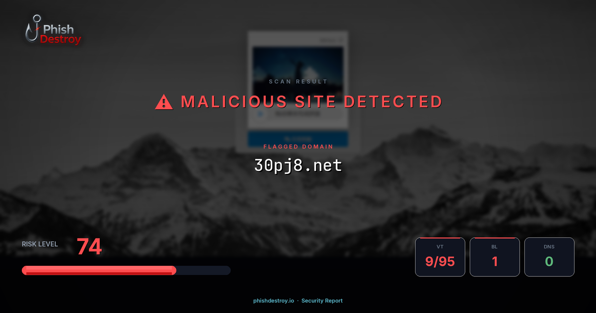 30pj8.net phishing report — threat analysis by PhishDestroy