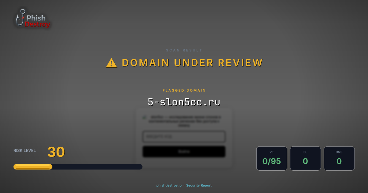 5-slon5cc.ru phishing report — threat analysis by PhishDestroy