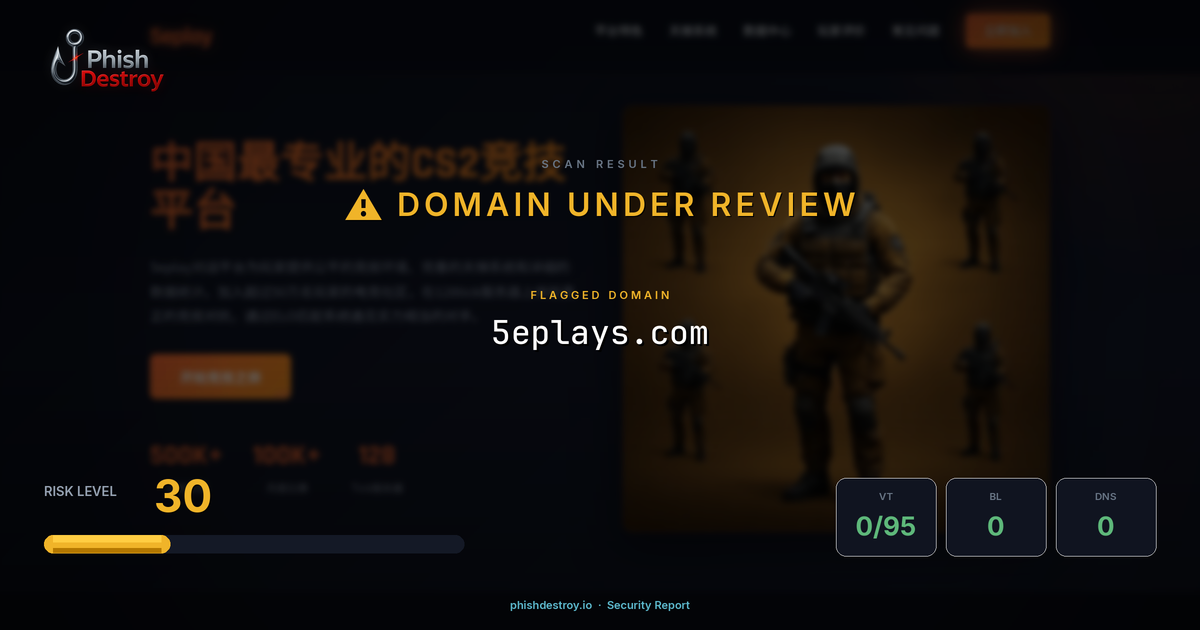 5eplays.com phishing report — threat analysis by PhishDestroy