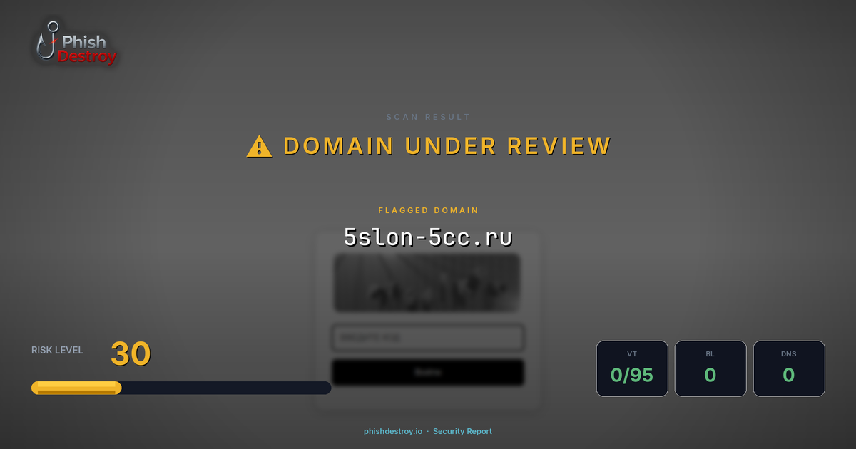 5slon-5cc.ru phishing report — threat analysis by PhishDestroy