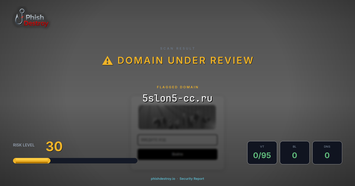 5slon5-cc.ru phishing report — threat analysis by PhishDestroy