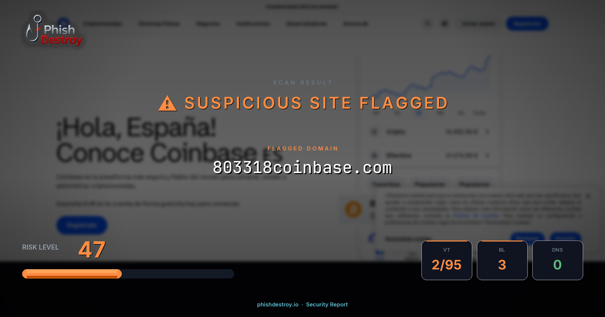 803318coinbase.com phishing report — threat analysis by PhishDestroy