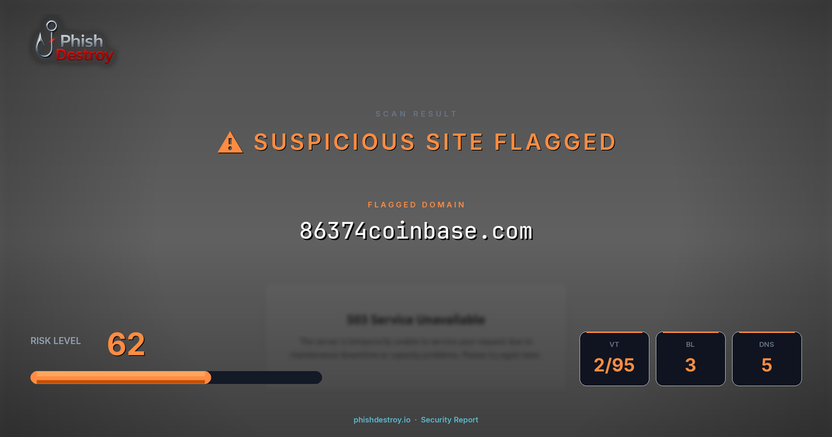 86374coinbase.com phishing report — threat analysis by PhishDestroy