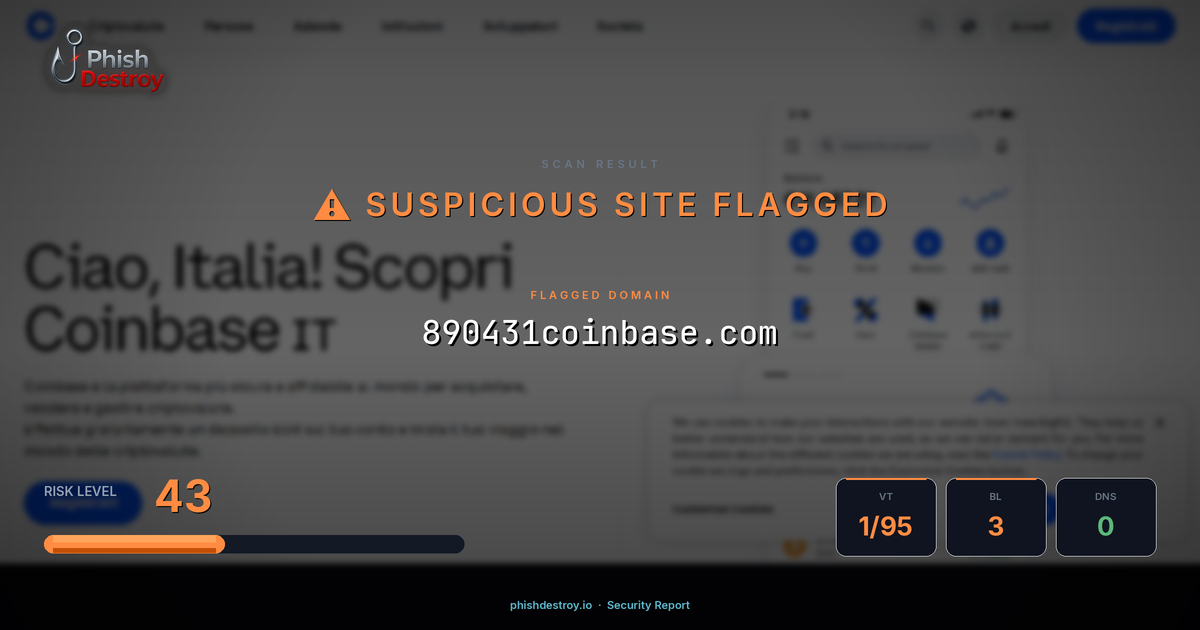 890431coinbase.com phishing report — threat analysis by PhishDestroy