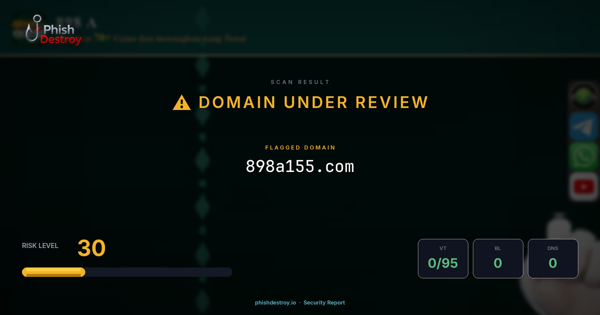 898a155.com phishing report — threat analysis by PhishDestroy
