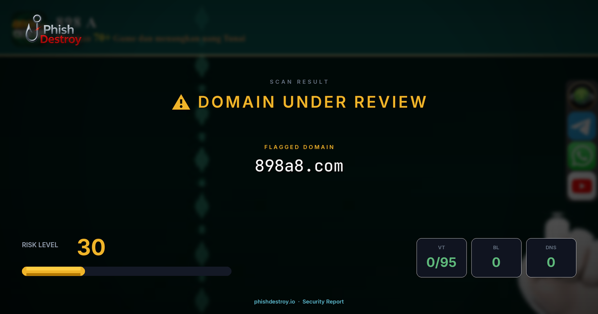898a8.com phishing report — threat analysis by PhishDestroy