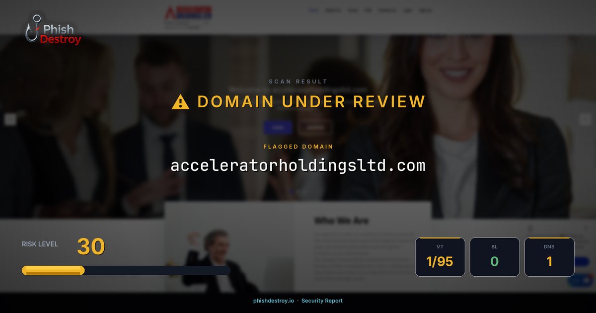 acceleratorholdingsltd.com phishing report — threat analysis by PhishDestroy