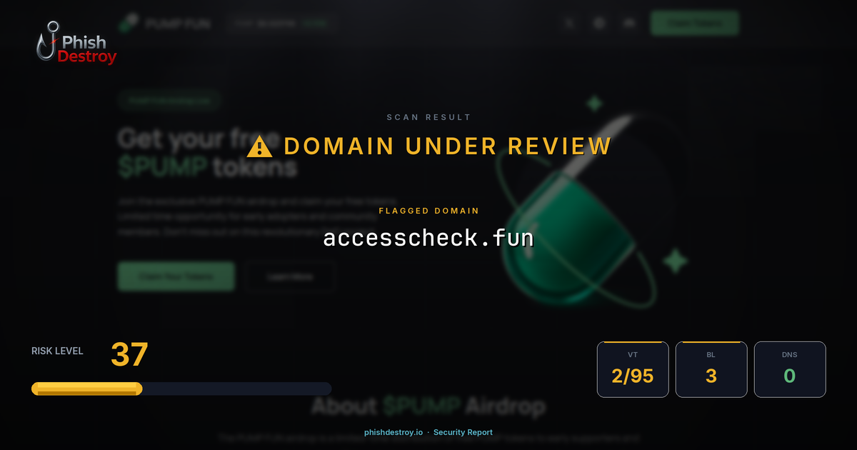 accesscheck.fun phishing report — threat analysis by PhishDestroy