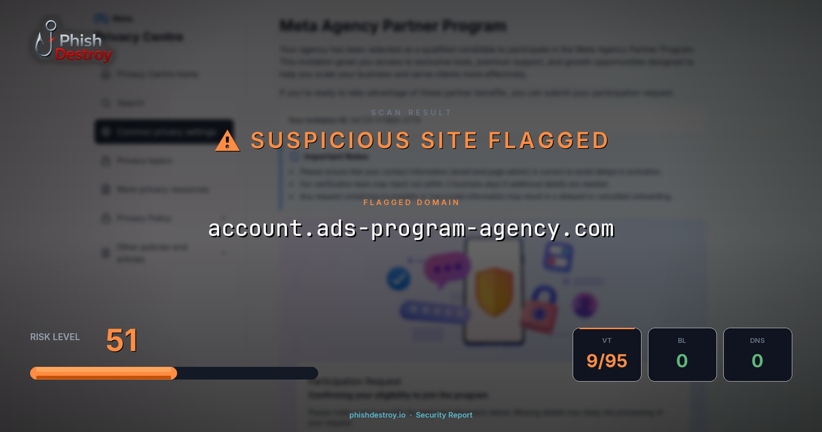 account.ads-program-agency.com phishing report — threat analysis by PhishDestroy