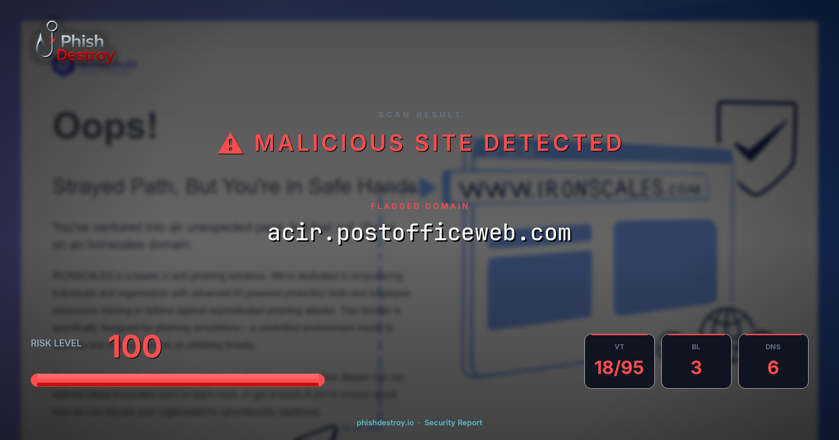 acir.postofficeweb.com phishing report — threat analysis by PhishDestroy