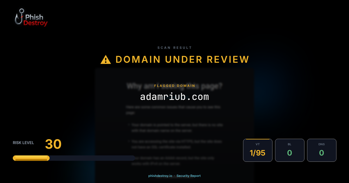 adamriub.com phishing report — threat analysis by PhishDestroy