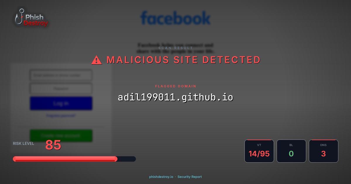 adil199011.github.io phishing report — threat analysis by PhishDestroy