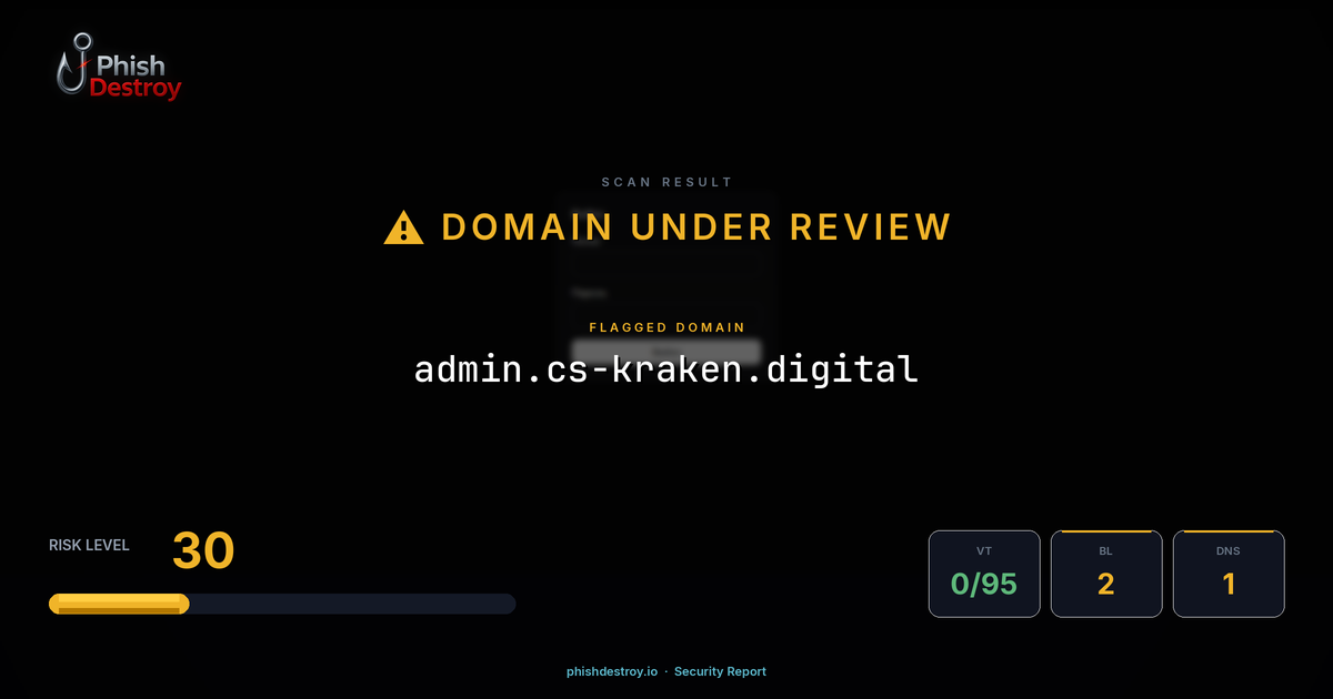 admin.cs-kraken.digital phishing report — threat analysis by PhishDestroy