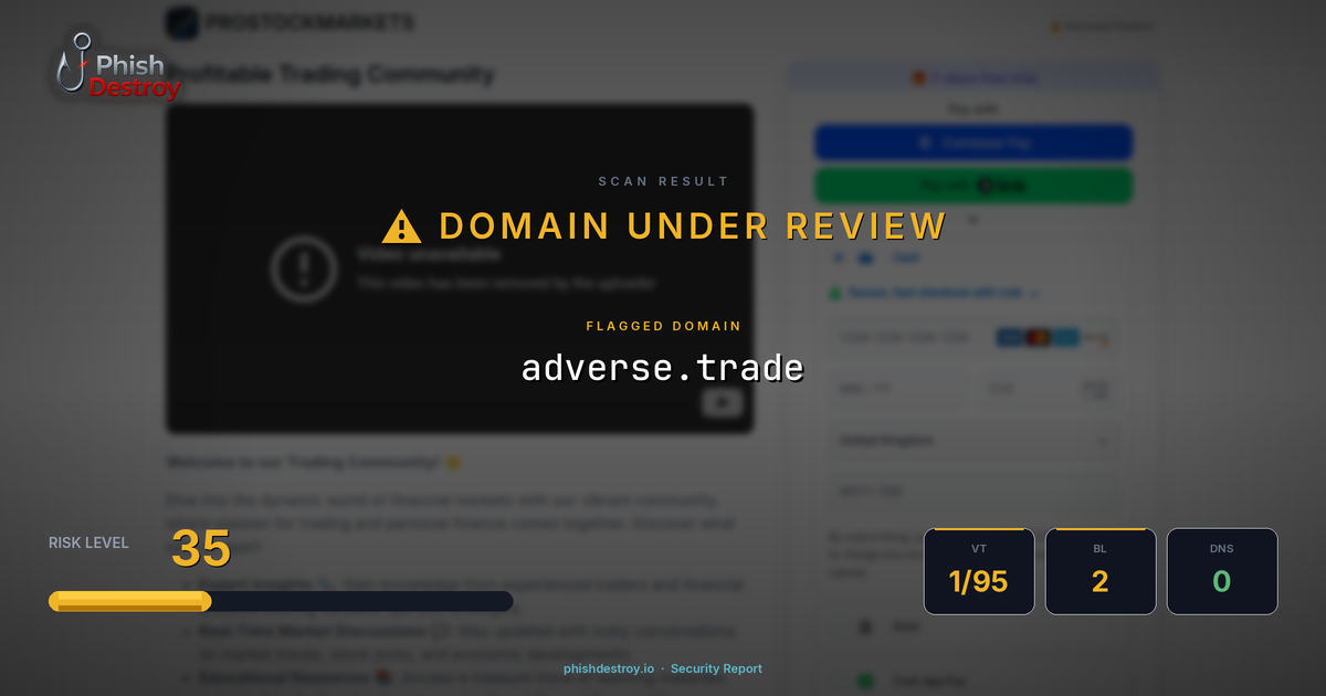 adverse.trade phishing report — threat analysis by PhishDestroy
