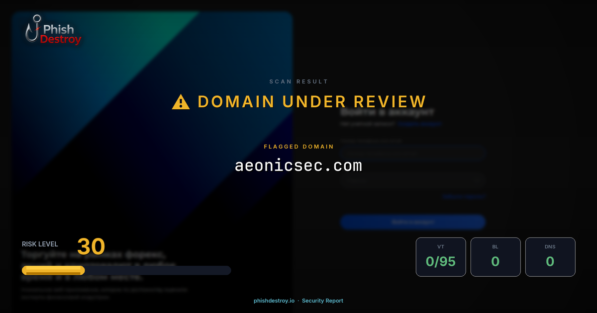 aeonicsec.com phishing report — threat analysis by PhishDestroy
