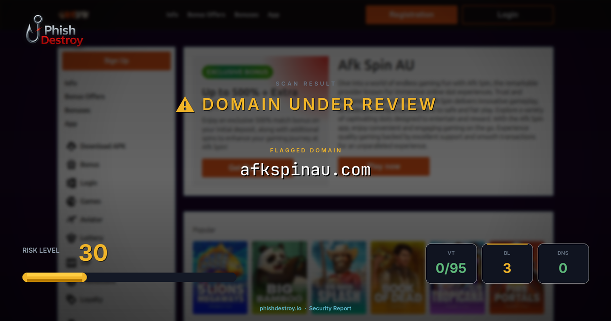 afkspinau.com phishing report — threat analysis by PhishDestroy