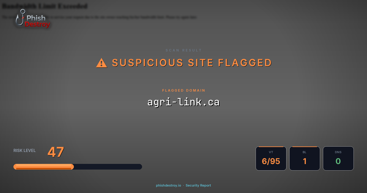 agri-link.ca phishing report — threat analysis by PhishDestroy
