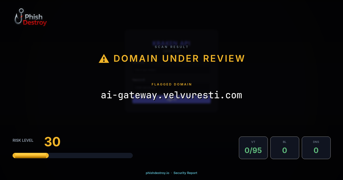 ai-gateway.velvuresti.com phishing report — threat analysis by PhishDestroy