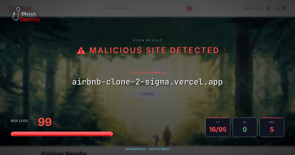airbnb-clone-2-sigma.vercel.app phishing report — threat analysis by PhishDestroy