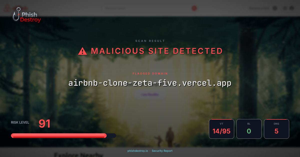 airbnb-clone-zeta-five.vercel.app phishing report — threat analysis by PhishDestroy