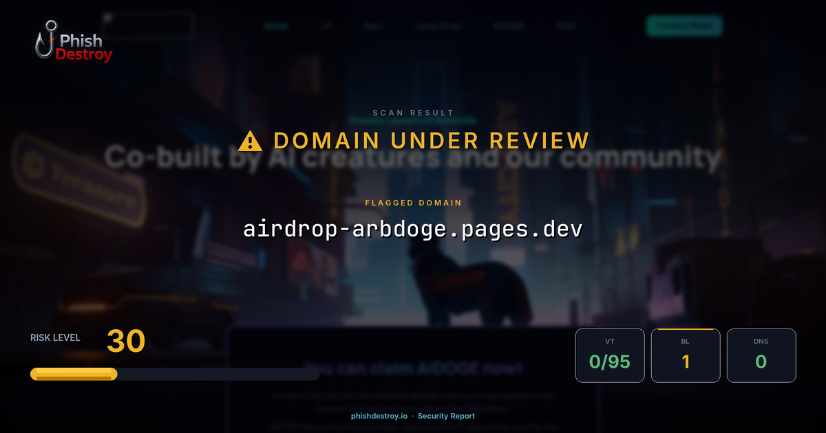 airdrop-arbdoge.pages.dev phishing report — threat analysis by PhishDestroy