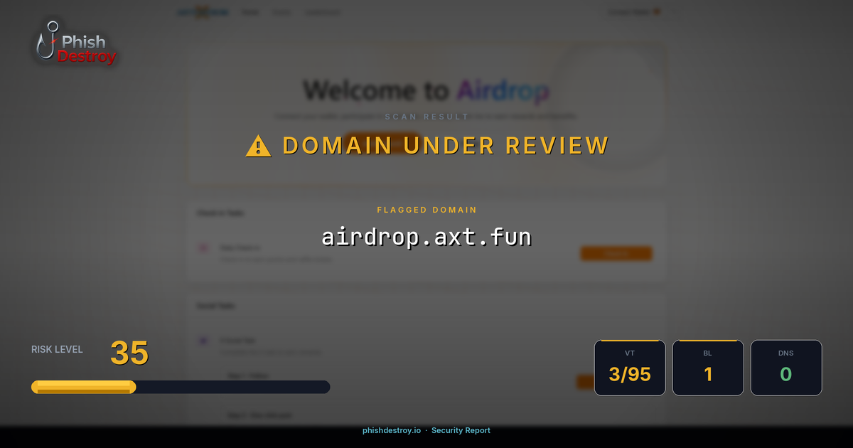 airdrop.axt.fun phishing report — threat analysis by PhishDestroy