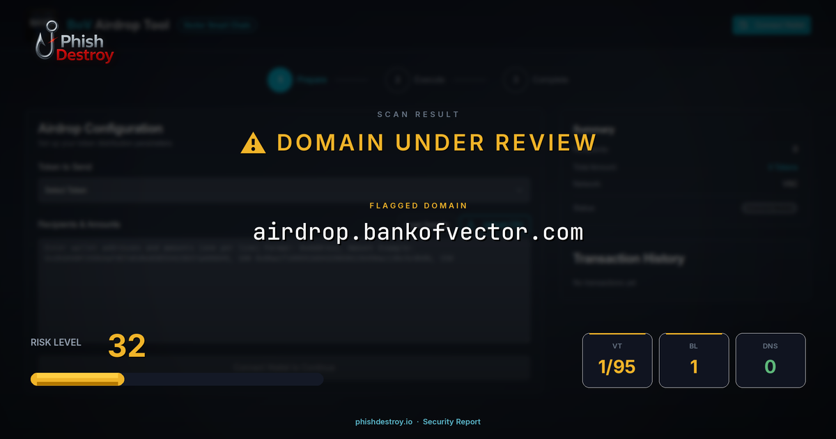 airdrop.bankofvector.com phishing report — threat analysis by PhishDestroy