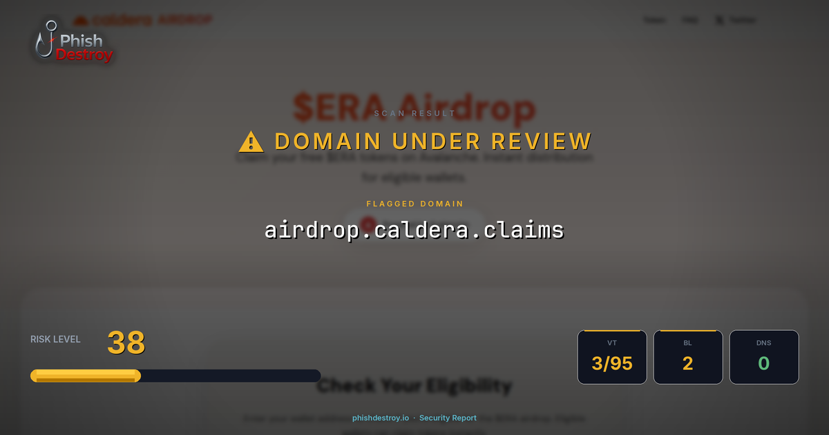 airdrop.caldera.claims phishing report — threat analysis by PhishDestroy