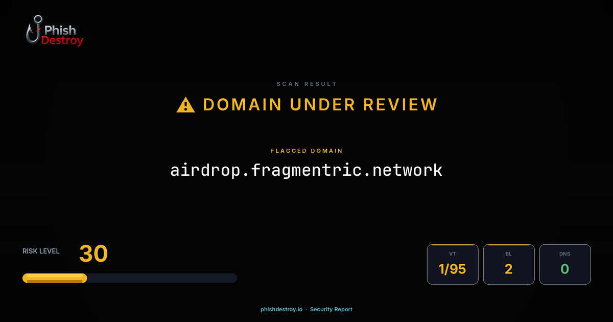 airdrop.fragmentric.network phishing report — threat analysis by PhishDestroy