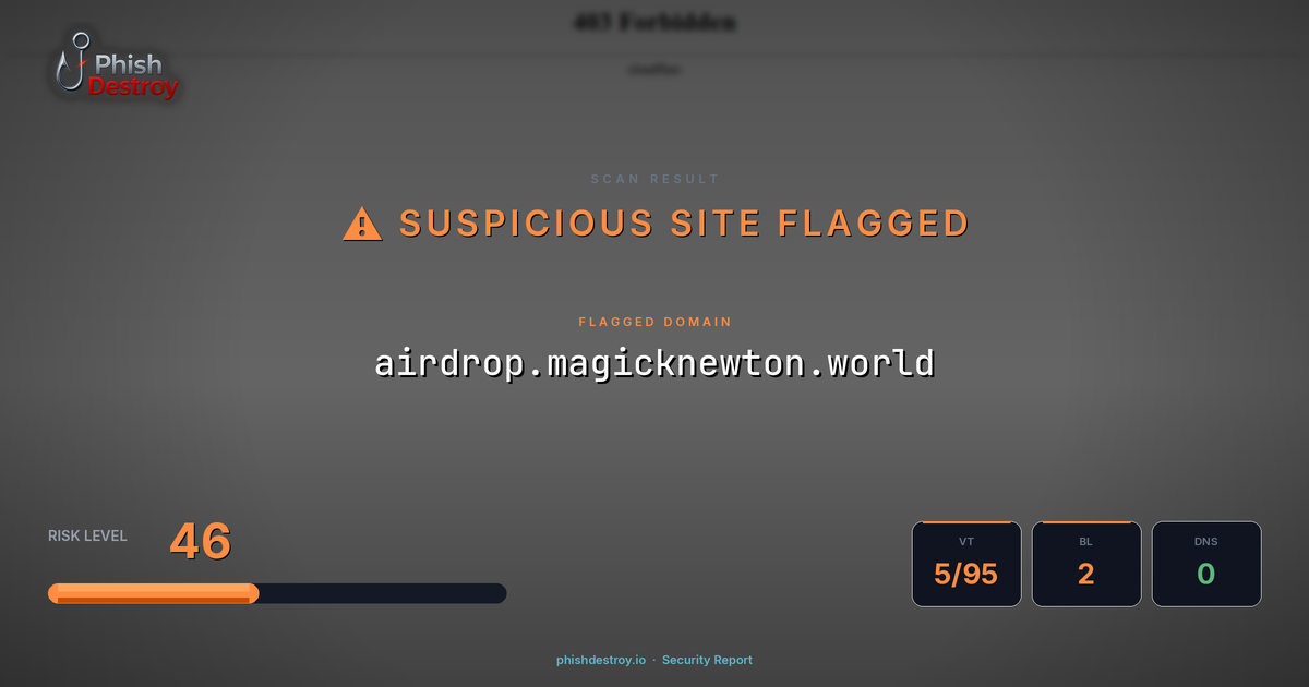 airdrop.magicknewton.world phishing report — threat analysis by PhishDestroy