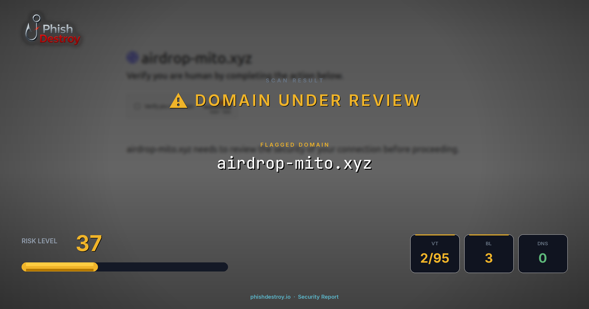 airdrop-mito.xyz phishing report — threat analysis by PhishDestroy