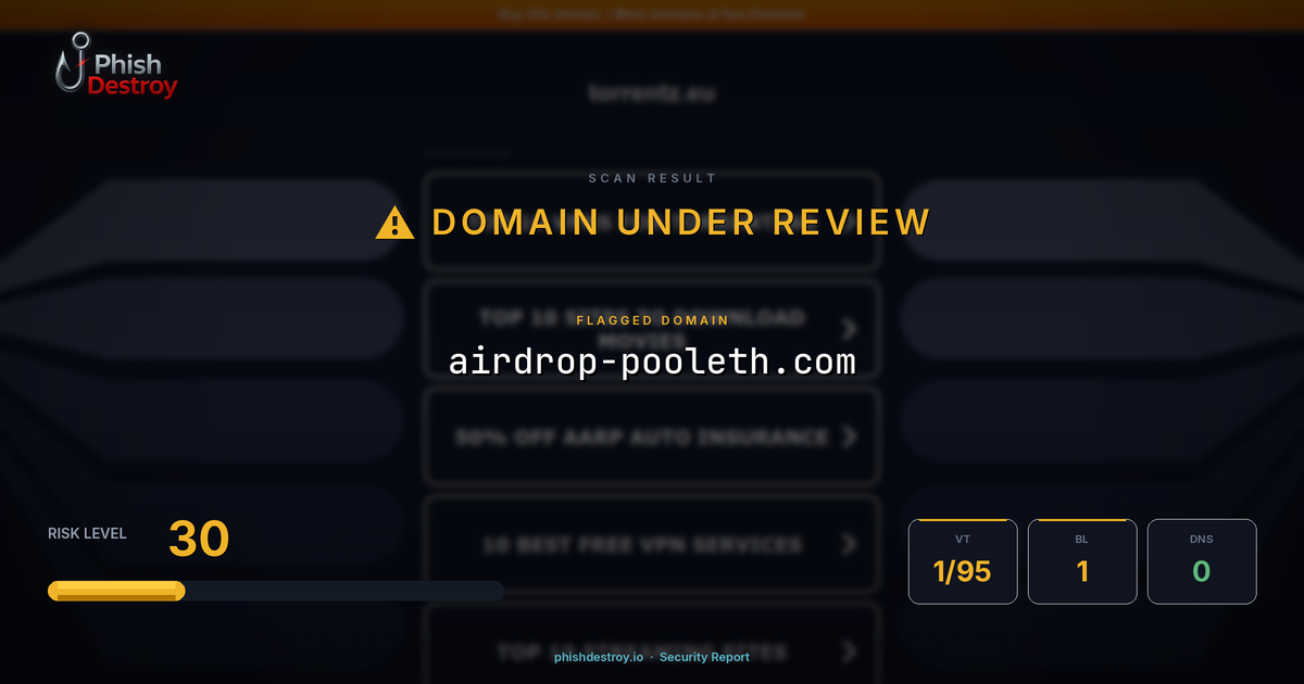 airdrop-pooleth.com phishing report — threat analysis by PhishDestroy