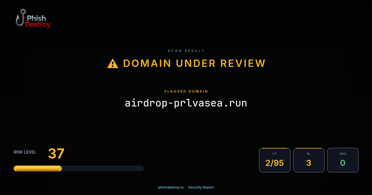 airdrop-prlvasea.run phishing report — threat analysis by PhishDestroy