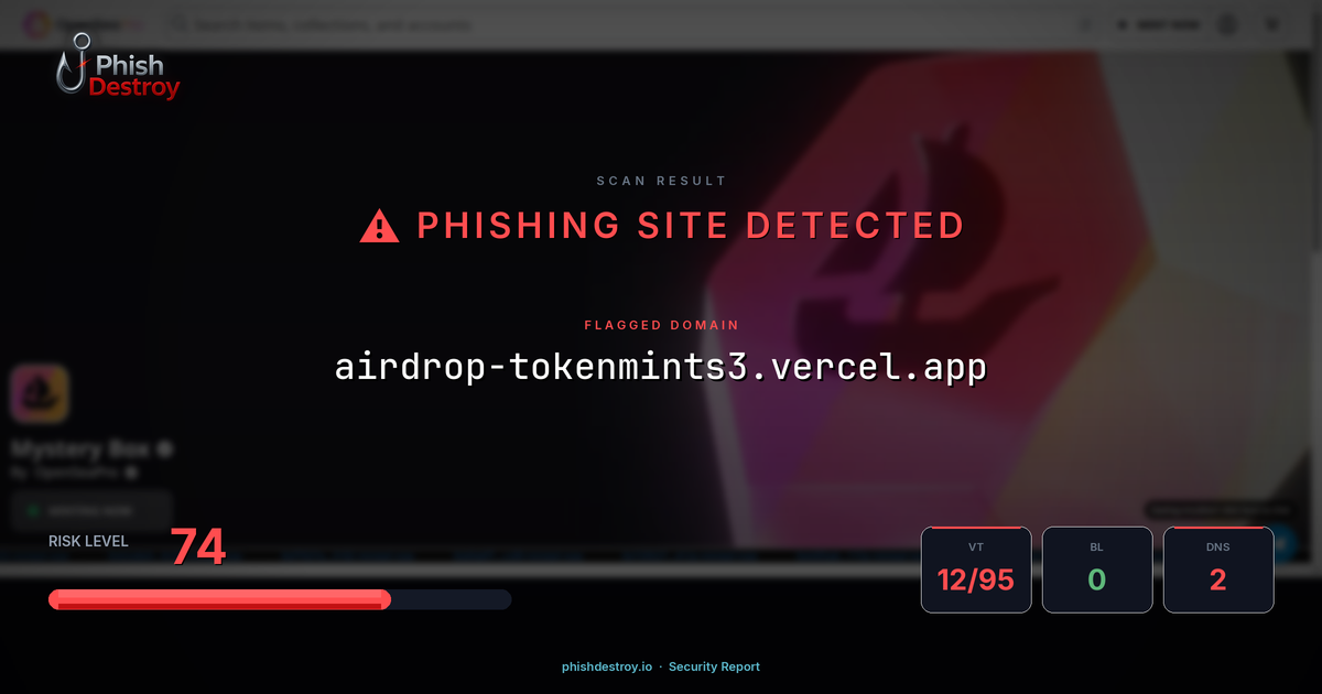 airdrop-tokenmints3.vercel.app phishing report — threat analysis by PhishDestroy