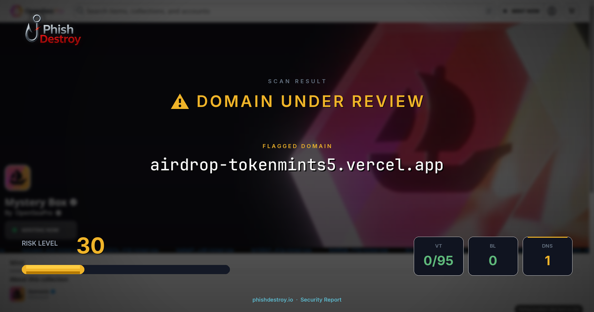 airdrop-tokenmints5.vercel.app phishing report — threat analysis by PhishDestroy