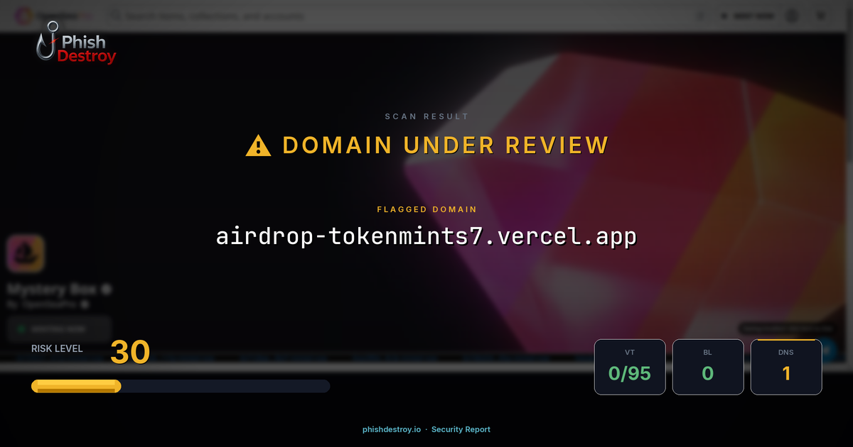 airdrop-tokenmints7.vercel.app phishing report — threat analysis by PhishDestroy