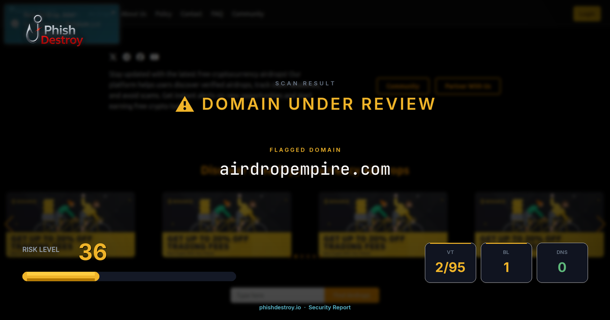 airdropempire.com phishing report — threat analysis by PhishDestroy