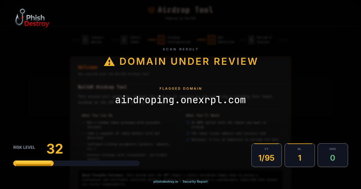 airdroping.onexrpl.com phishing report — threat analysis by PhishDestroy
