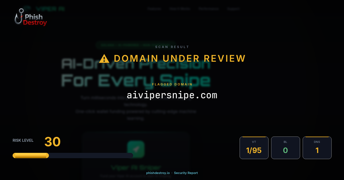 aivipersnipe.com phishing report — threat analysis by PhishDestroy
