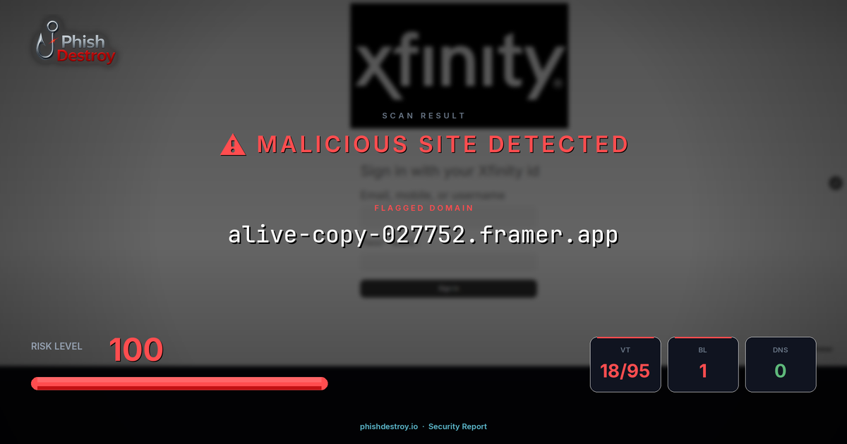 alive-copy-027752.framer.app phishing report — threat analysis by PhishDestroy