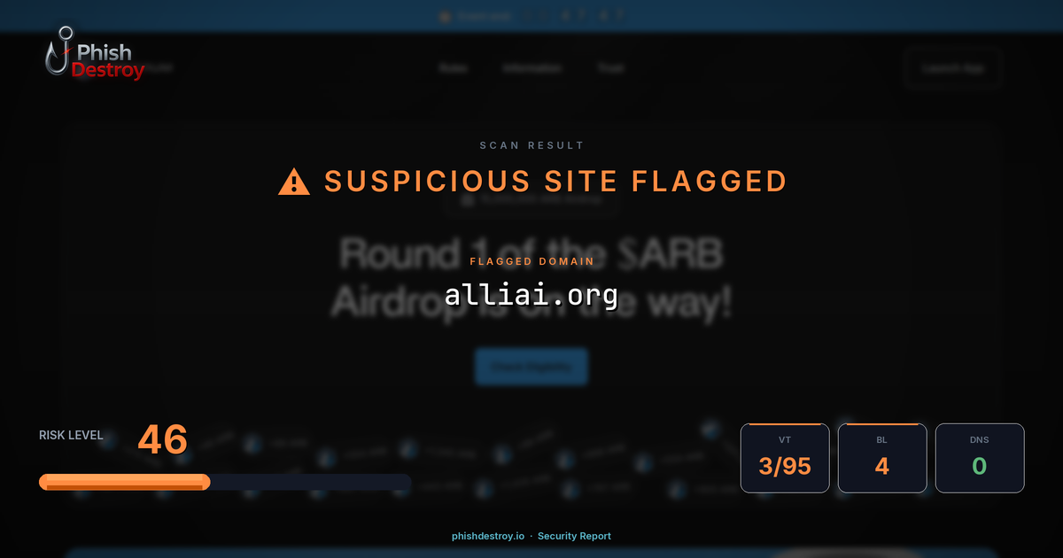 alliai.org phishing report — threat analysis by PhishDestroy