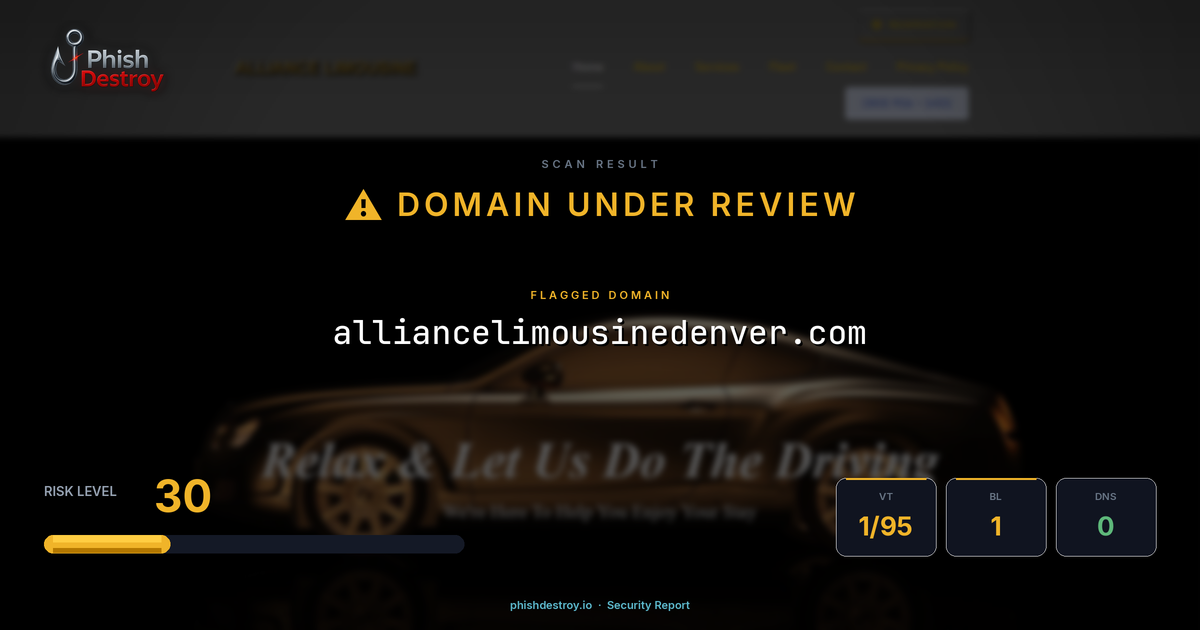alliancelimousinedenver.com phishing report — threat analysis by PhishDestroy