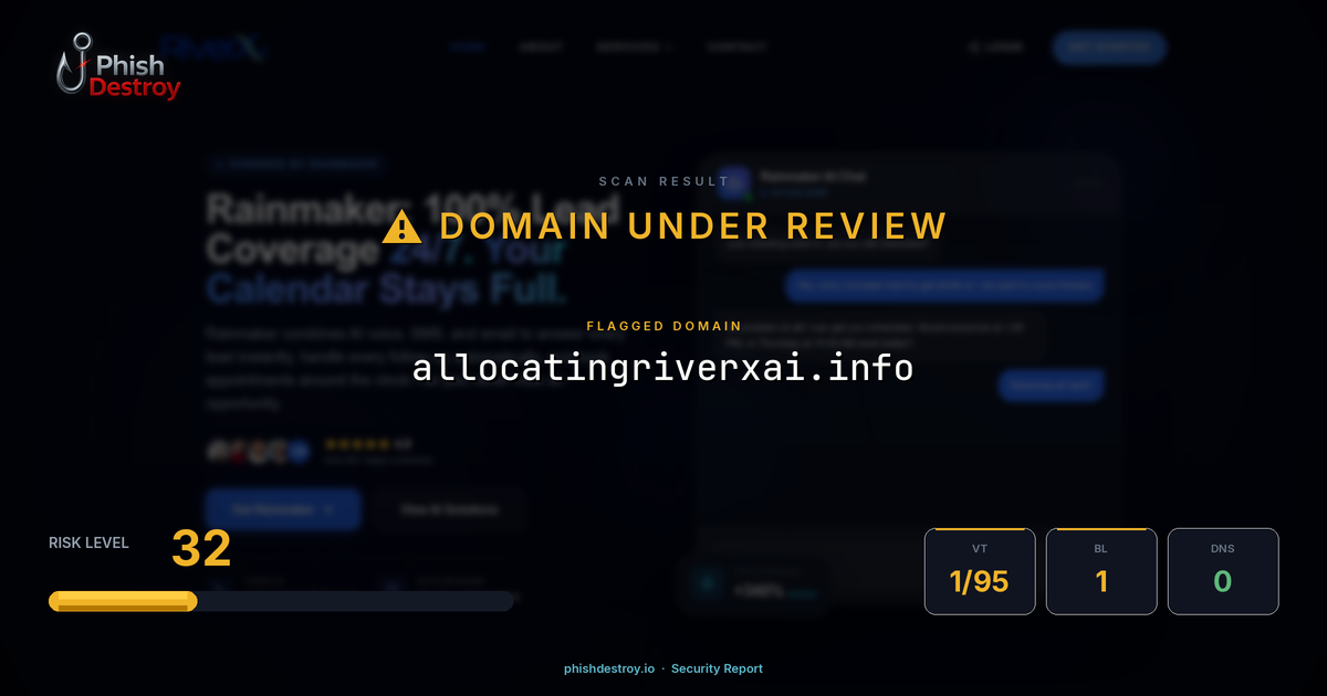 allocatingriverxai.info phishing report — threat analysis by PhishDestroy